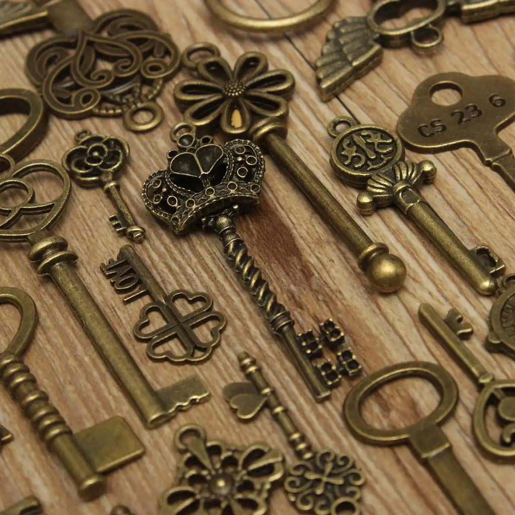 69pcs Antique Bronze Vintage Skeleton Keys Set DIY Handmade Accessories Necklace Pendants Jewelry Making Supplies