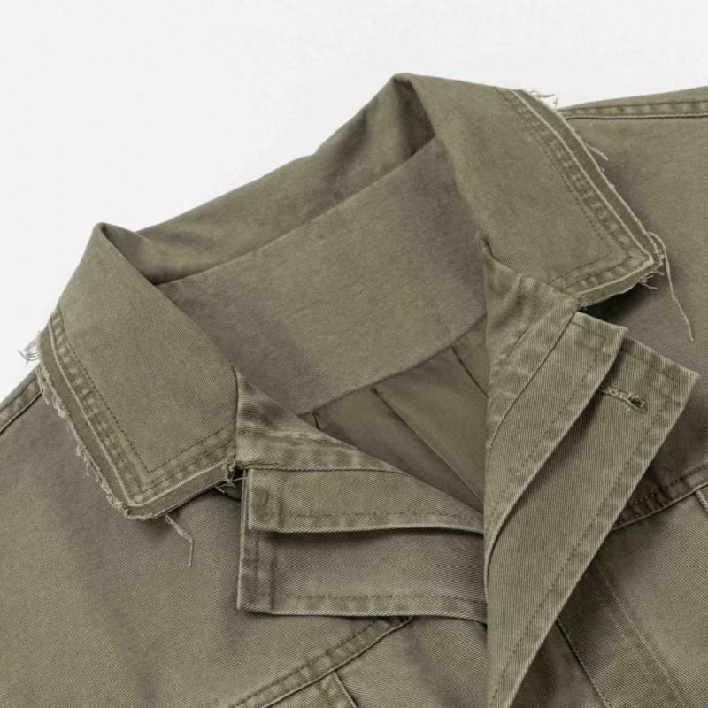 Unisex Vintage Streetwear Double-Breasted Workwear Jacket Cotton Blend Loose Fit Outerwear