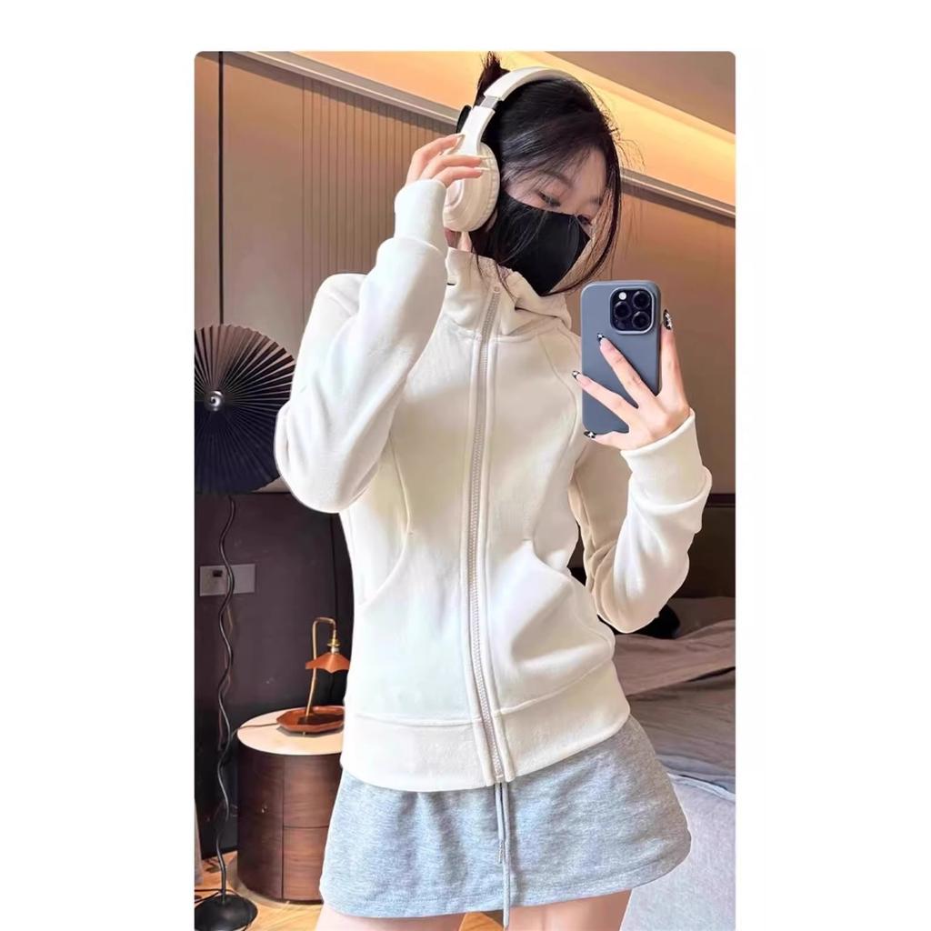 Velvet, Warm Hoodie, Women's, Spring and Autumn Winter, Zipper, Long Sleeved Top, Cardigan, Waist Cinching Jacket