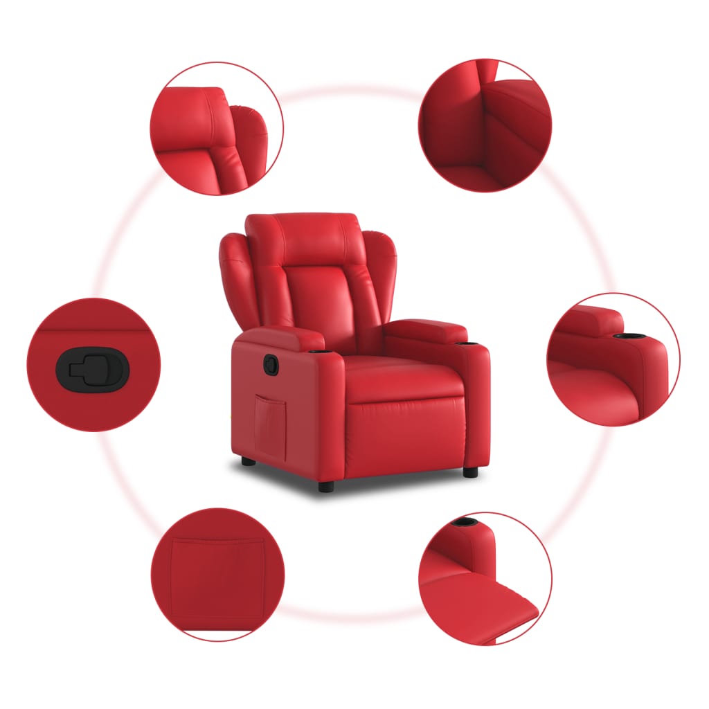 Relaxation Armchair In Red Synthetic Leather