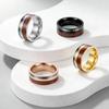 European-American Wood Grain Abalone Shell Titanium Steel Ring - Luxury Men's Tungsten Carbide Jewelry.