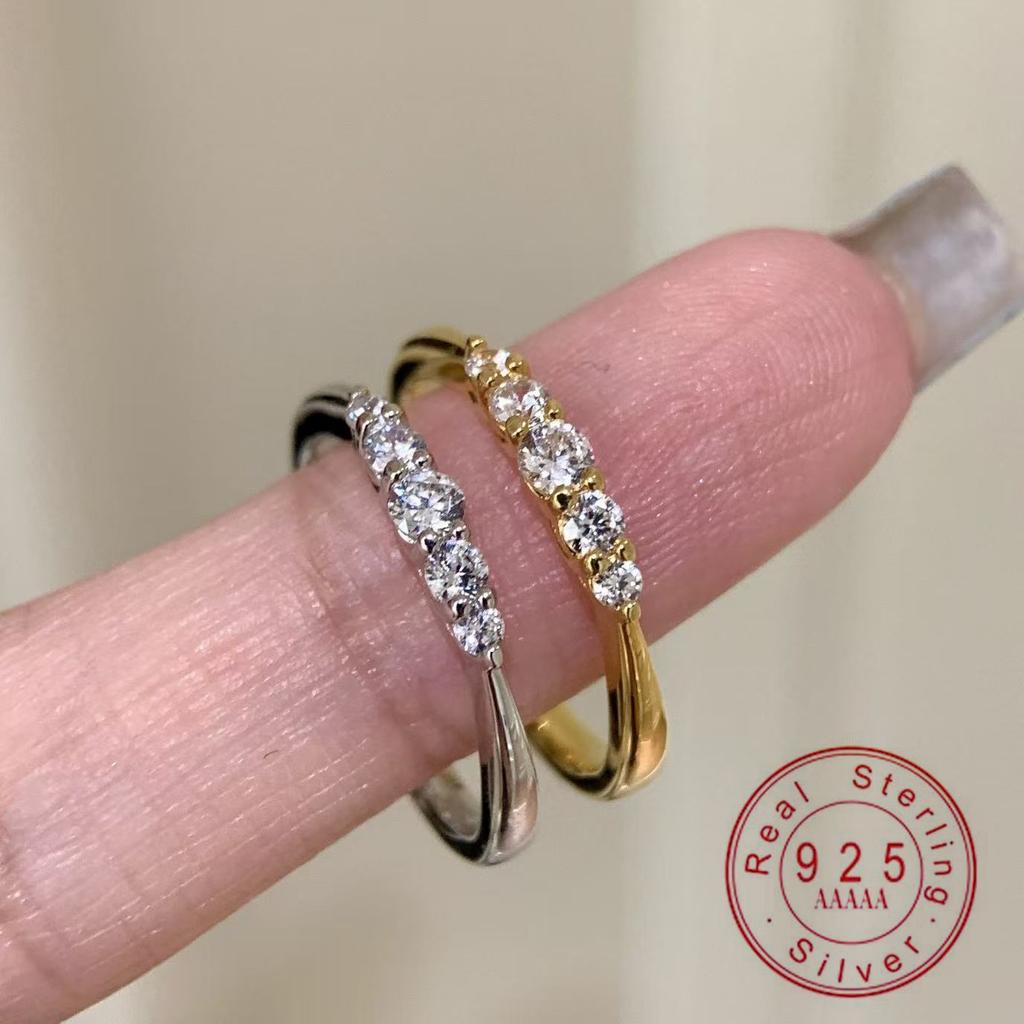 925 Sterling Zilver Vergulde Ring voor Vrouwen, Verloop Cubic Zirconia Fijne Minimalistische Dagelijkse Sieraden Cadeau