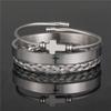 European and American retro crown woven bracelet, Roman letter stainless steel mesh open bracelet set three pieces men