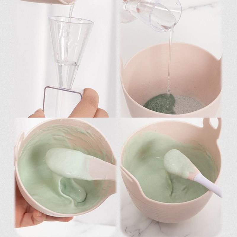 4Stk/Set Silikonmaskenpinsel Schüssel Messbecher DIY Puder Algenmaskenwerkzeuge Griff Multifunktionspinsel Gesichtsmaskenmischung