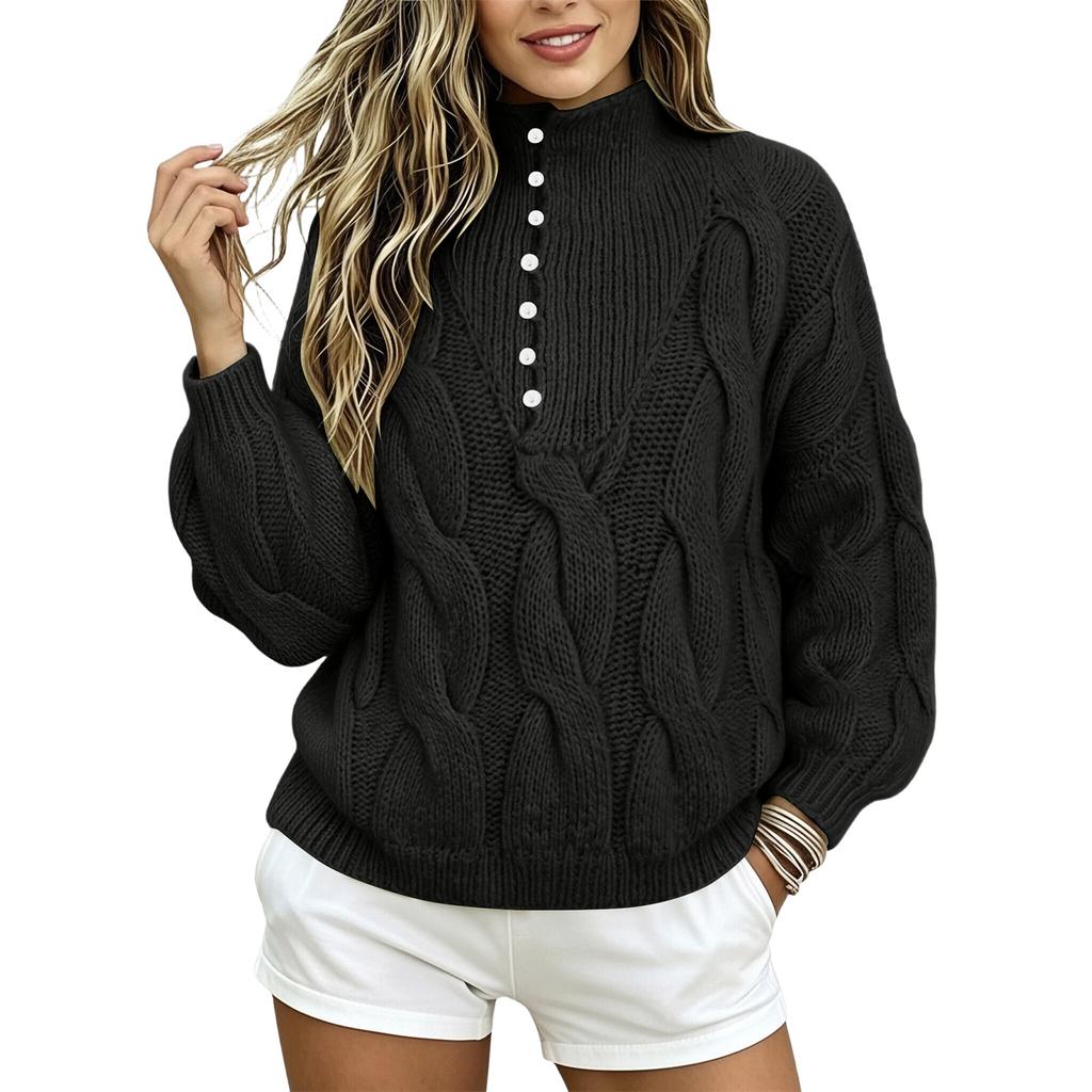 Women's Fashionable Cable Knit Pullover Sweater Trendy Knit Top for Everyday Wear