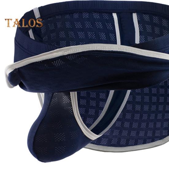 Men Thong Sexy Low-Rise Elastic Waistband Slim Fit Briefs Solid Color Breathable Mesh Panties Daily Wear