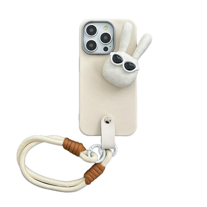 For IPhone16promax Glasses Puppy Portable Rope 17 Mobile Phone Case for Apple 15plus Silicone Female New Model