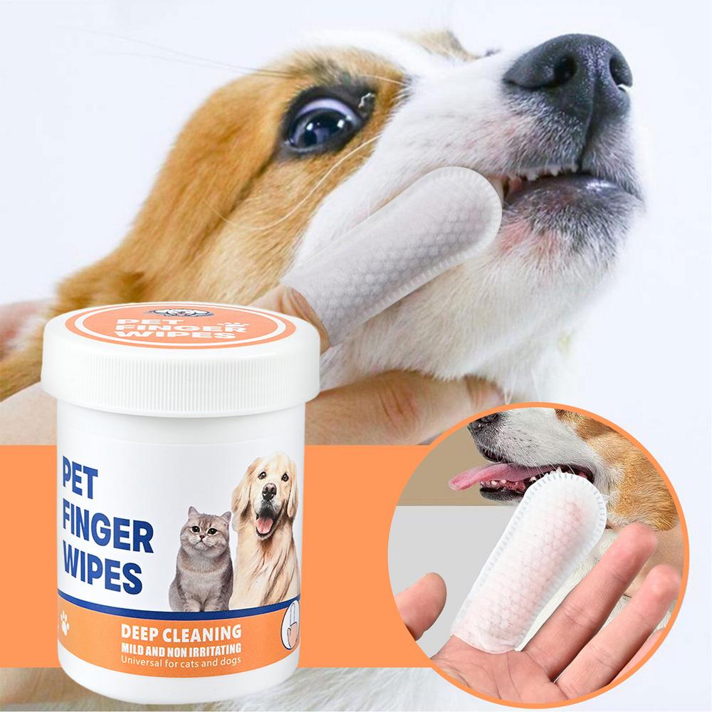 NEW Dog Finger Ear Wipes Soft Finger Cleaning Pads For Dog Ear Safe Plant-Based Cleanser Supplies For Pet Care Grooming Bathing