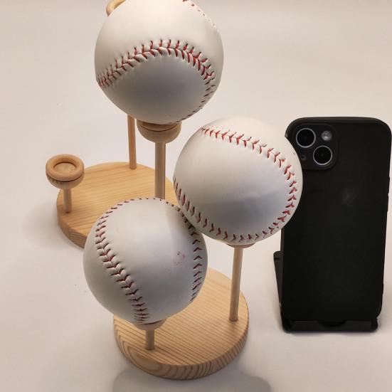 1 Set Wooden Baseball Display Stand 3 Balls Show Holder Multifunction Tennis Golf Sports Balls Base Desktop Rack Baseball Enthusiast Gift