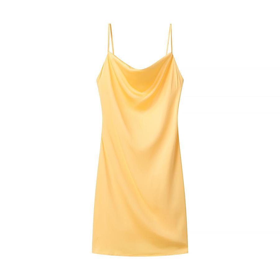 Frühling und Sommer neues europäisches und amerikanisches ins sexy Satin rückenfreies Trägerkleid