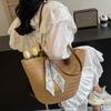 Large capacity straw woven bag women's 2025 new vacation beach straw bag woven women's commuter bag vegetable basket tote bag