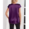 Women Summer T-shirts V-neck Short Sleeve Satin Tee Tops Ladies Casual Top Shirt