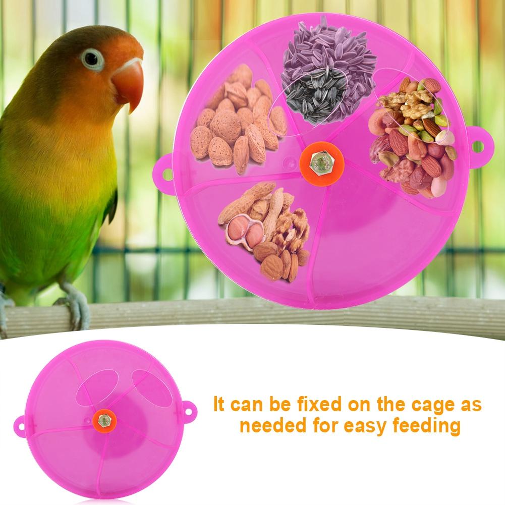 Bird Pet Foraging Feeder Food Wheel Feeding Storage Box Toy Purple