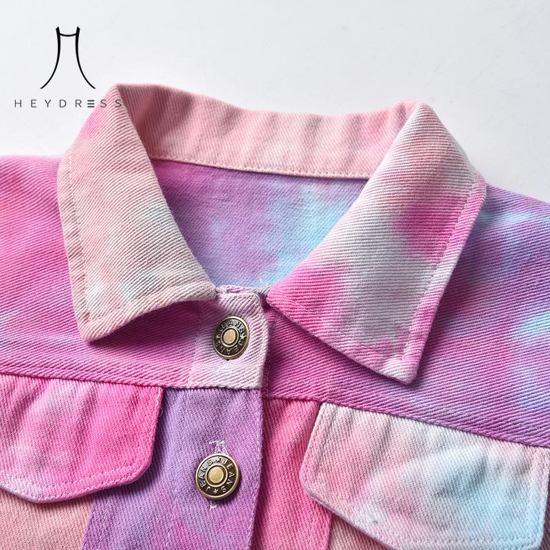 Korean-style Multi-color Tie-dye Short Denim Clothing New Children Lassel Long-sleeved Denim Jacket