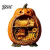 Witch And Castle Decor Halloween Centerpiece Pumpkin Wooden Pumpkin Ornament with Miniature Scenes Rustic Shelf Skeleton for Farmhouse Home