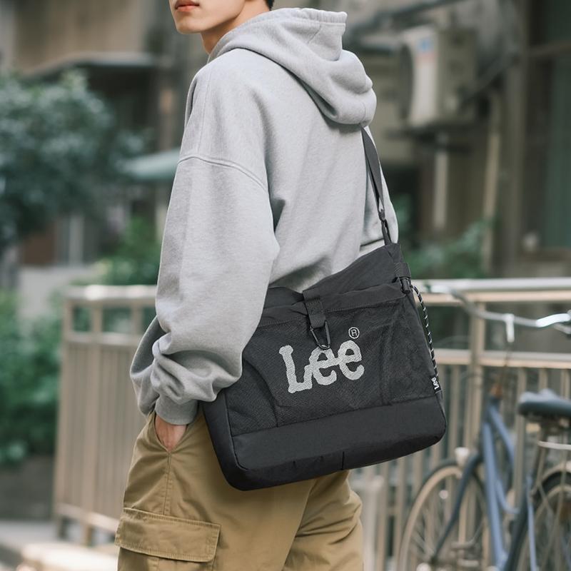 New Lee Fabric Business Travel Crossbody Bag For Men Unisex Obsidian Black/Gray Green LE240082M-1