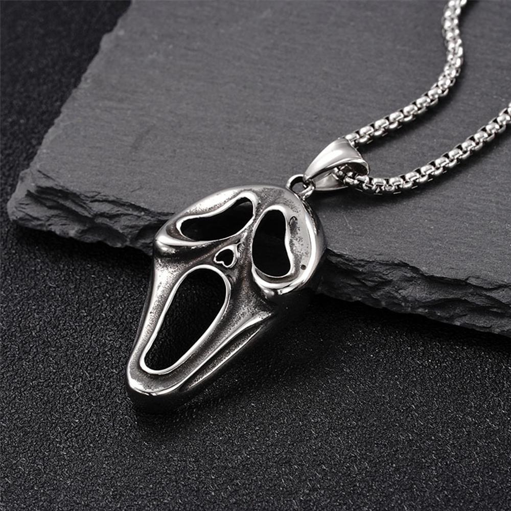 New Halloween Ghost Face Mask Horror Pendant Necklace Jewelry Gift For Women and Men