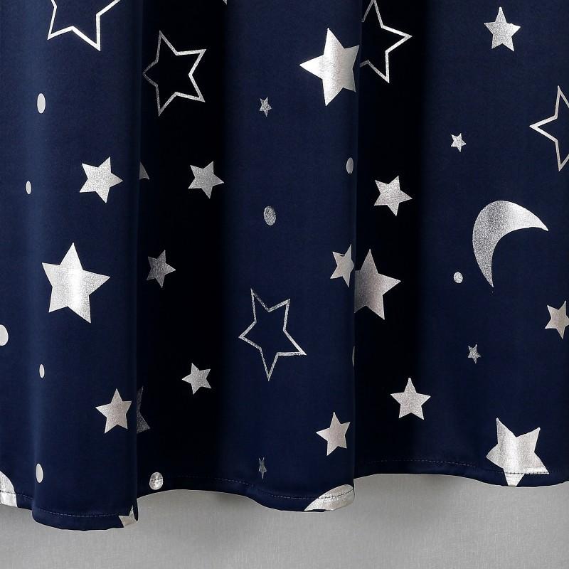 1pc Star and Moon Blackout Curtains, Modern Light-Filtering Drapes with Gilding Technology, Thermal Insulating, Protective, Darkening for Living Room