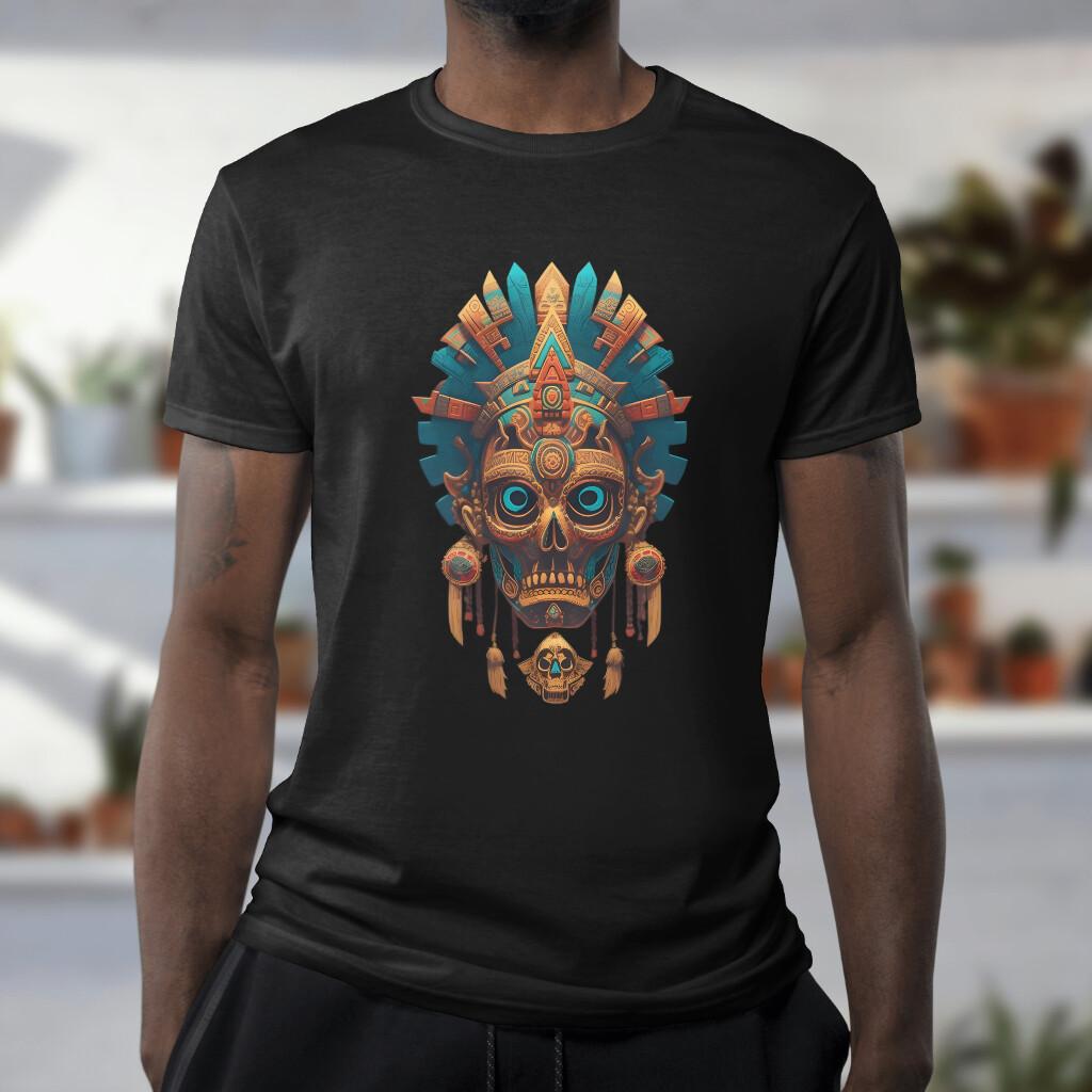 Mayan Skull Mask Shaman Aztec Warrior Ancient Civilization Unisex T-Shirt S