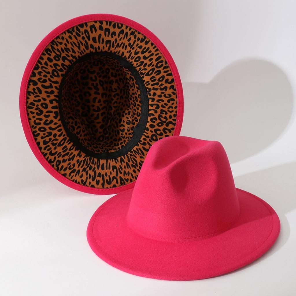 Hot-selling new fashion soft felt hats for men and women, reversible leopard print jazz hats, spring and autumn ethnic hats, fedora hats