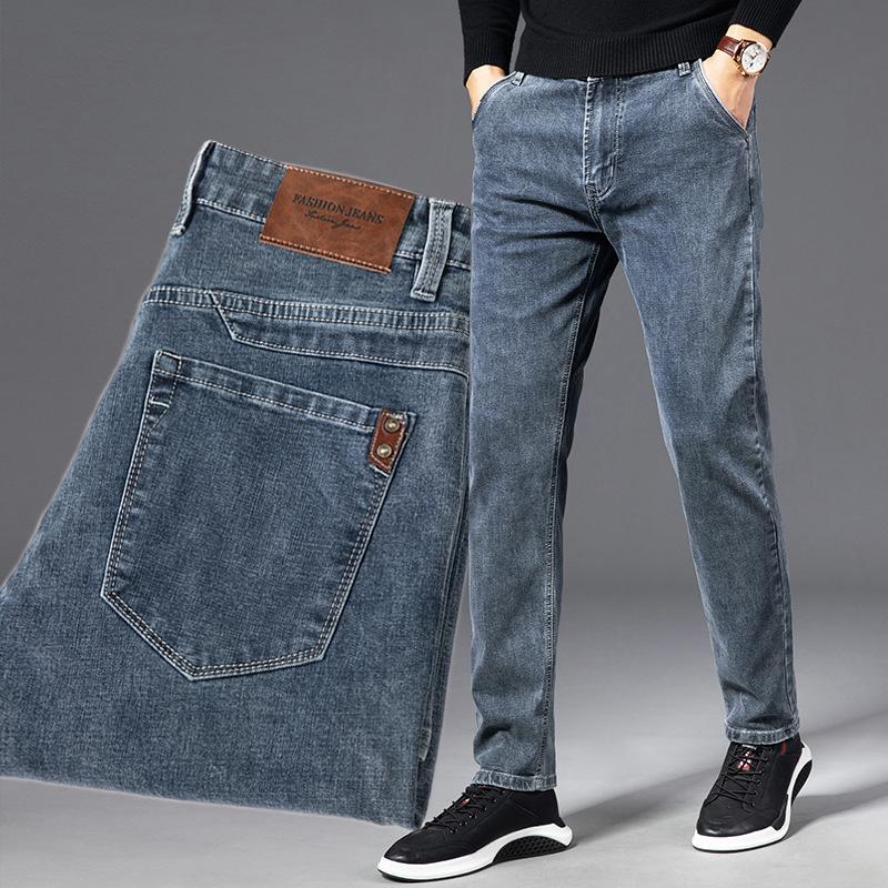 JYL Jeans men are straight, wide and thick, and every day they are middle-aged and spring and autumn gray.