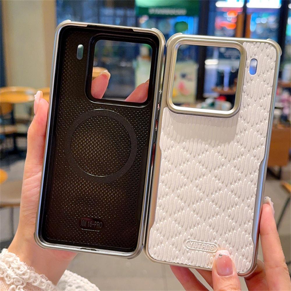 YUTRNG For Xiaomi 15 Pro Case Wave Texture PU Leather+PC Magnetic Phone Cover