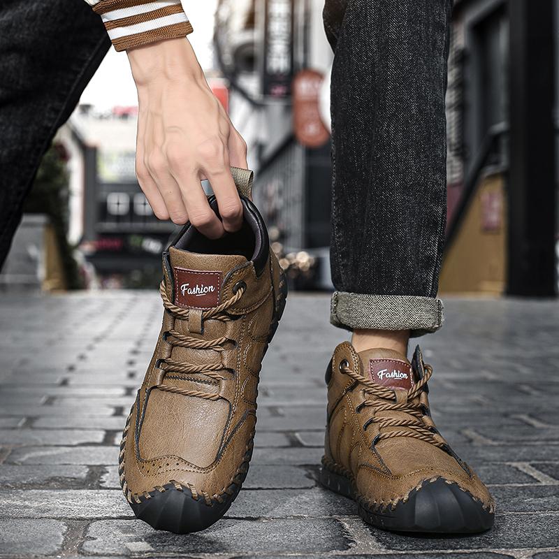 38-48 Men Leather Casual  Shoes Design Sneakers Man Breathable Leather Shoes Men Ankle Boots