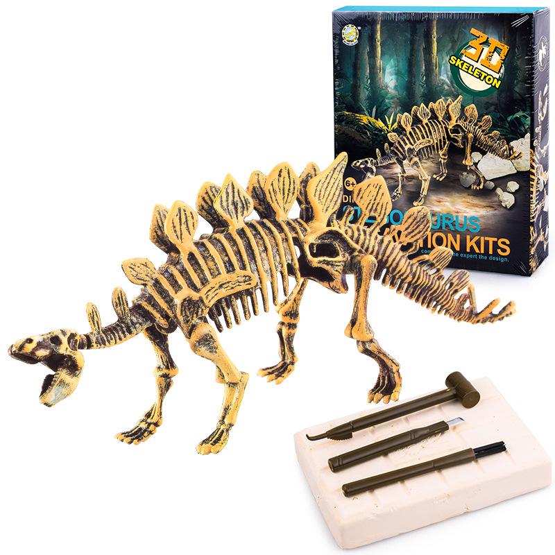 DIY Dinosaur Fossil Excavation Toy: Tyrannosaurus & Triceratops Skeleton Models for Kids
