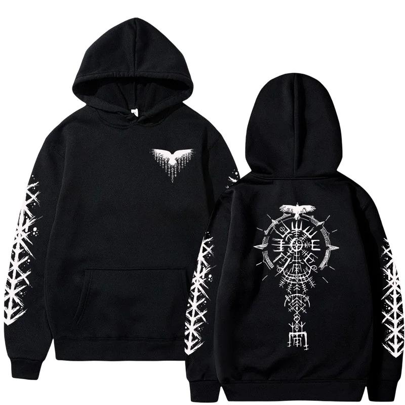 Ancient Viking Raven Print Hoodie Male Daily Casual Fashion Sporty Coats 2025 Autumn New Arrival Men's Sweatshirt High Quality