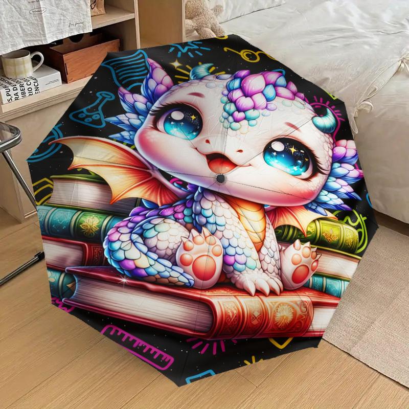 1pc Dragon Books Pattern Umbrella Design Automatic Opening and Closing Umbrella, High-quality Travel Umbrella,  C1128138
