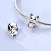 Cute Cat Pink Heart Beads Copper Plated Beads Fit Originalcharms Bracelet Beads Jewelry Fine Gifts For Women