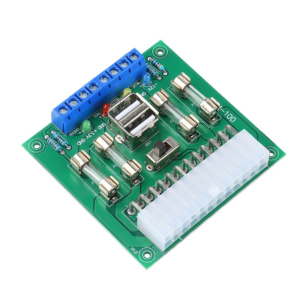 ATX 20Pin/24Pin Power Adapter Module 4-color LED Display Desktop Computer Power Transfer Circuit Board with 4.0mm Banana Socket