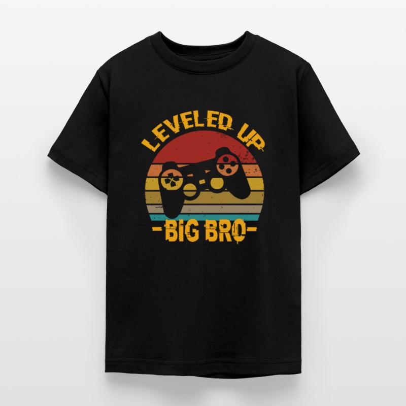 

Leveled Up Big Bro humor graphic 100cotton Unisex Oneck shirt 2026 summer New Unisex Women fashion Y2k Short Sleeve Tshirt M