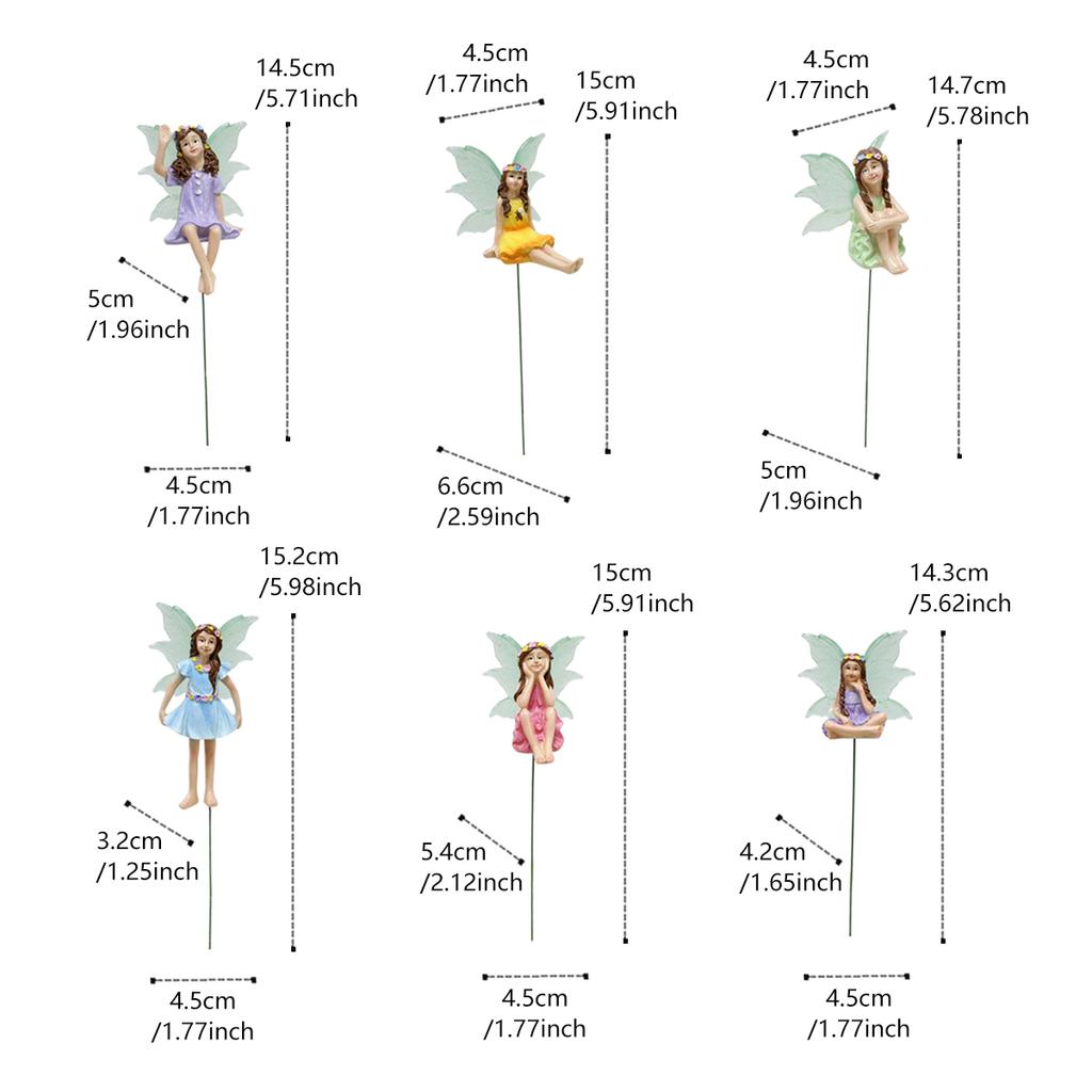 6 Stück Nachtlicht Flügel Blumenfee, Garten Mikro Landschaft Märchenwelt Szene Dekoration, Blumentopf Bonsai Blumenfee Plu