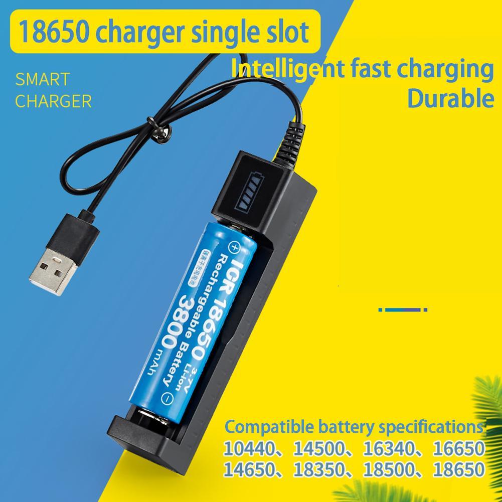 Universal USB Smart Single Slot Charger 18650 16650 21700 26650 Lithium Charger Flashlight Toy 3.7V-4.2V Lighting Power Bank