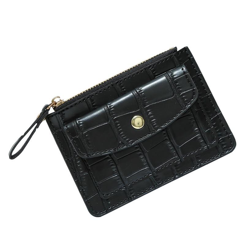 IELGY pure color crocodile pattern small fresh mini wallet for women