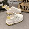 First Layer Cowhide~ Genuine Leather Thick-soled White Shoes Women's 2025 Summer New Versatile Mesh Casual Sports Shoes