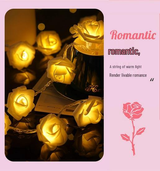 LED Rose String Lights - Romantic Valentine's Day Bedroom Decor