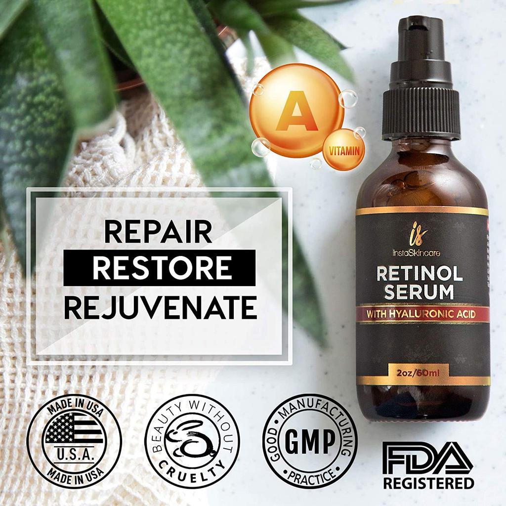 Premium Retinol Undiluted Hyaluronic Vitamin Vitamin and Aloe Large Made In the Serum, Retinol, Acid, A, E, Vera. Organic, Capacity, USA.