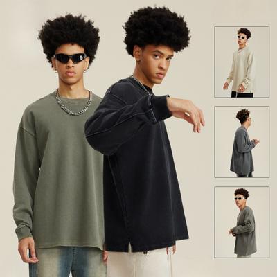 Primavera e Outono Novo Estilo Americano Masculino Retro Solto Split Manga Longa Moletom