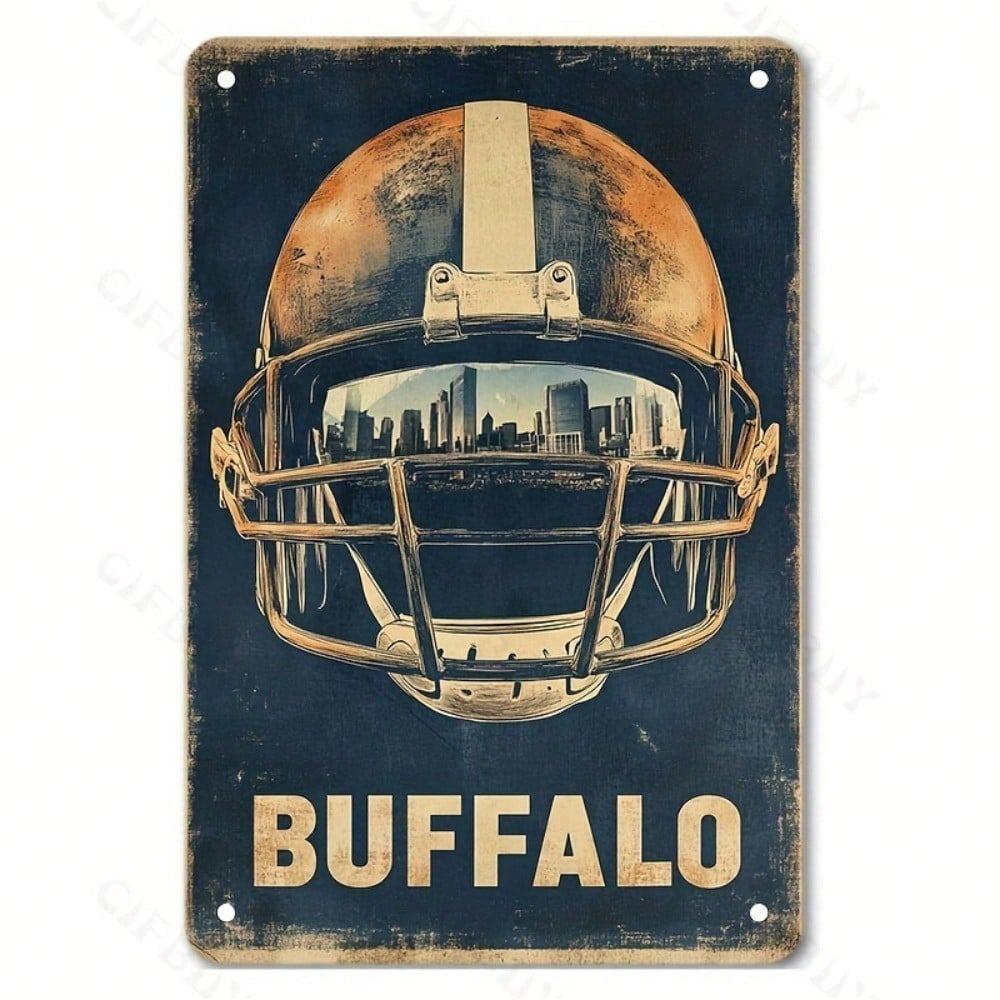 Vintage Buffalo Football Metal Sign 8x12 Inch Aluminum Wall Decor Home Bar Garage