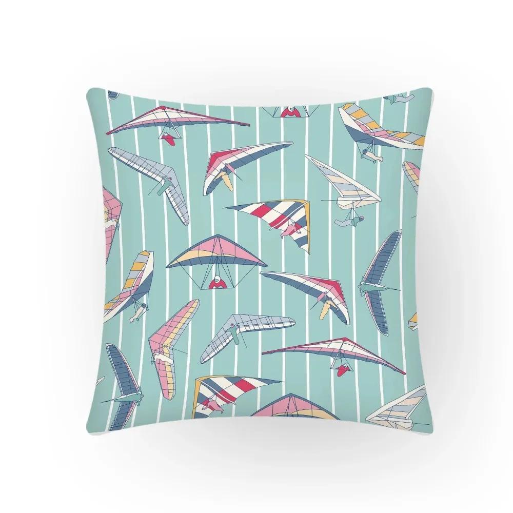 Bunter Innenraum Cartoon Flugzeug Druck Kunst Kissenbezug Heimdekoration Sofakissen Kissenbezug