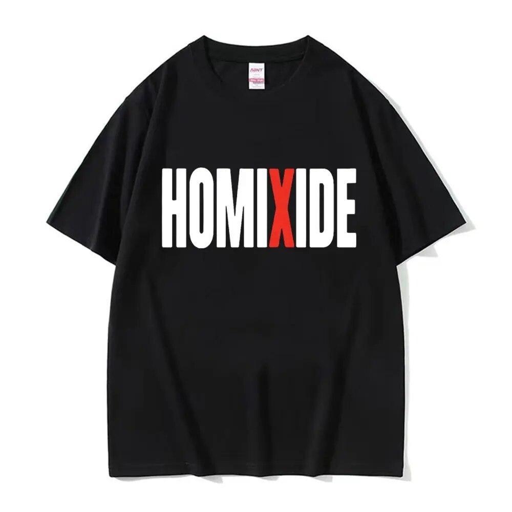 

Рэпер HOMIXIDE футболка с графическим принтом унисекс, модная футболка в стиле хип-хоп, мужские повседневные хлопковые футболки большого размера с короткими рукавами S чёрный