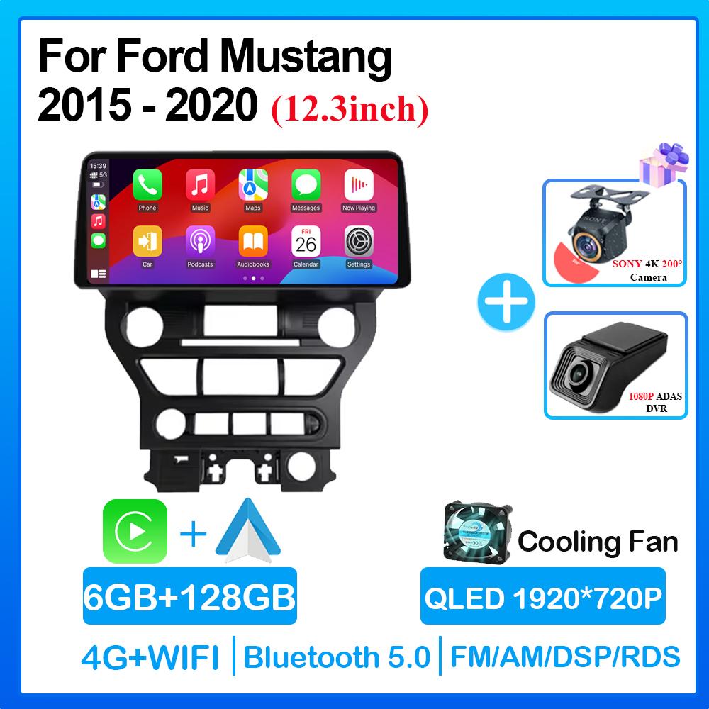 12.3 Inch For Ford Mustang 2015 - 2020 Android 14 Auto Carplay Car Radio Stereo Multimedia Navigation GPS DSP Video Audio Player