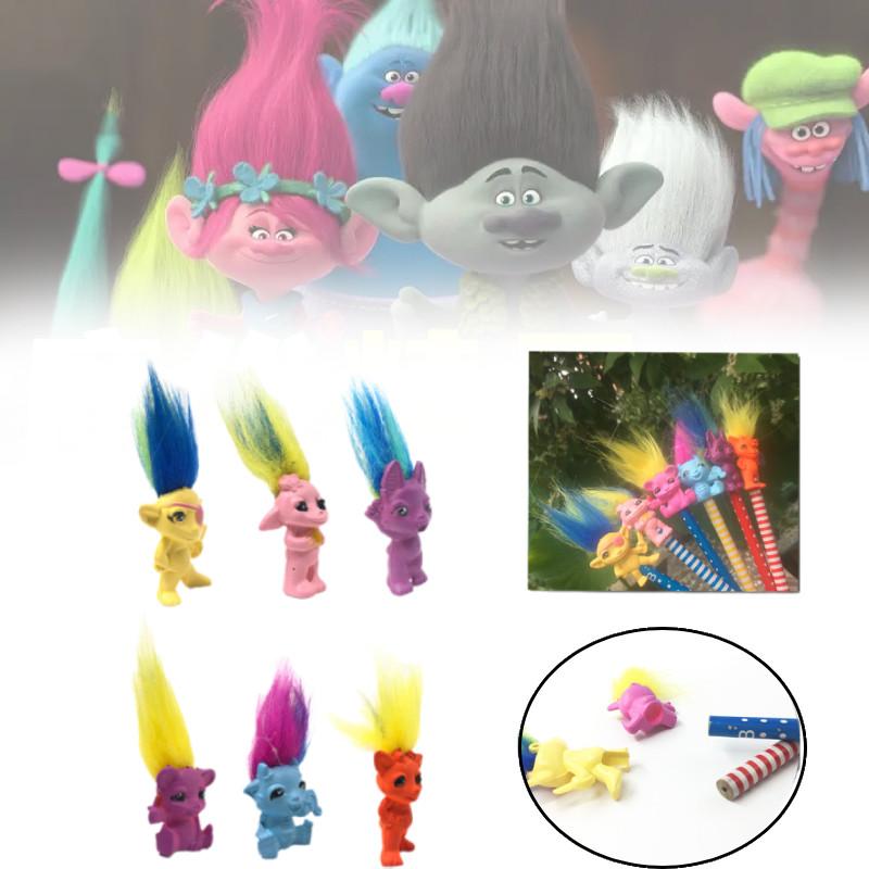 Boneca Troll de Plástico Adorável de Desenho Animado Com Cabelos Coloridos Brinquedo Colecionável Vintage