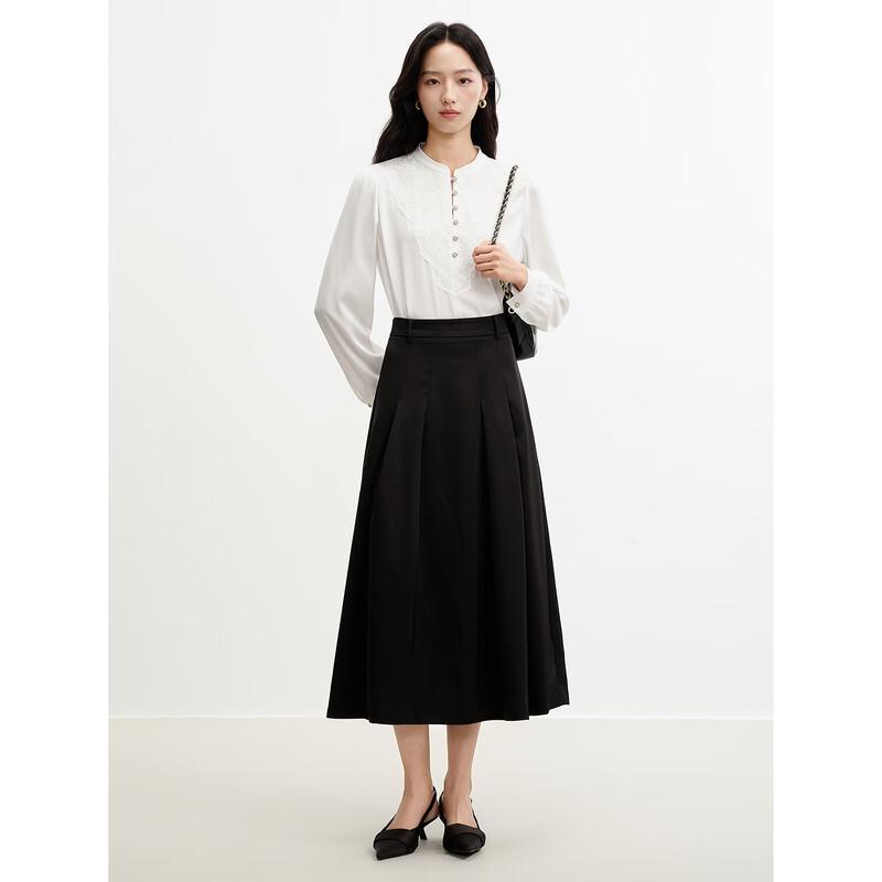 JUZUI Simple Commuter Triacetate A-Line Skirt