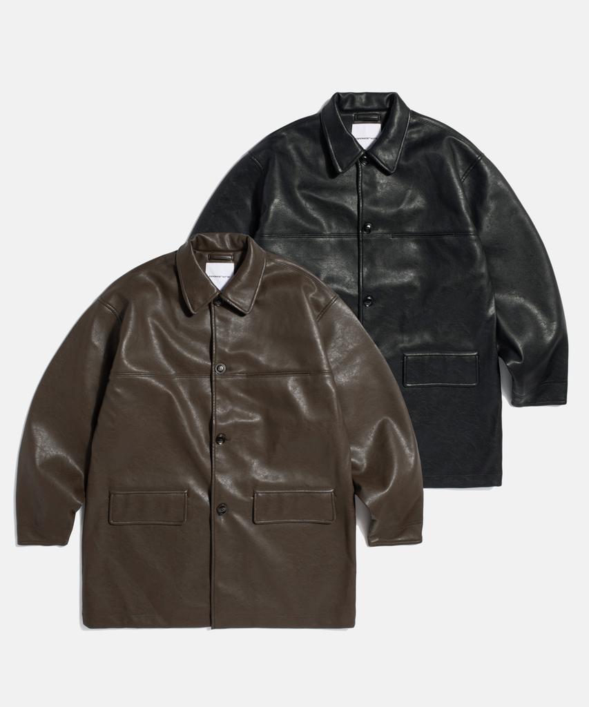 Espionage Car Coat (Faux Leather) Dark Brown