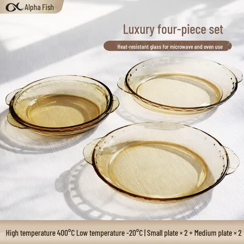 ALPHESH Crystal Borosilicate Glass Dinner Plate Set