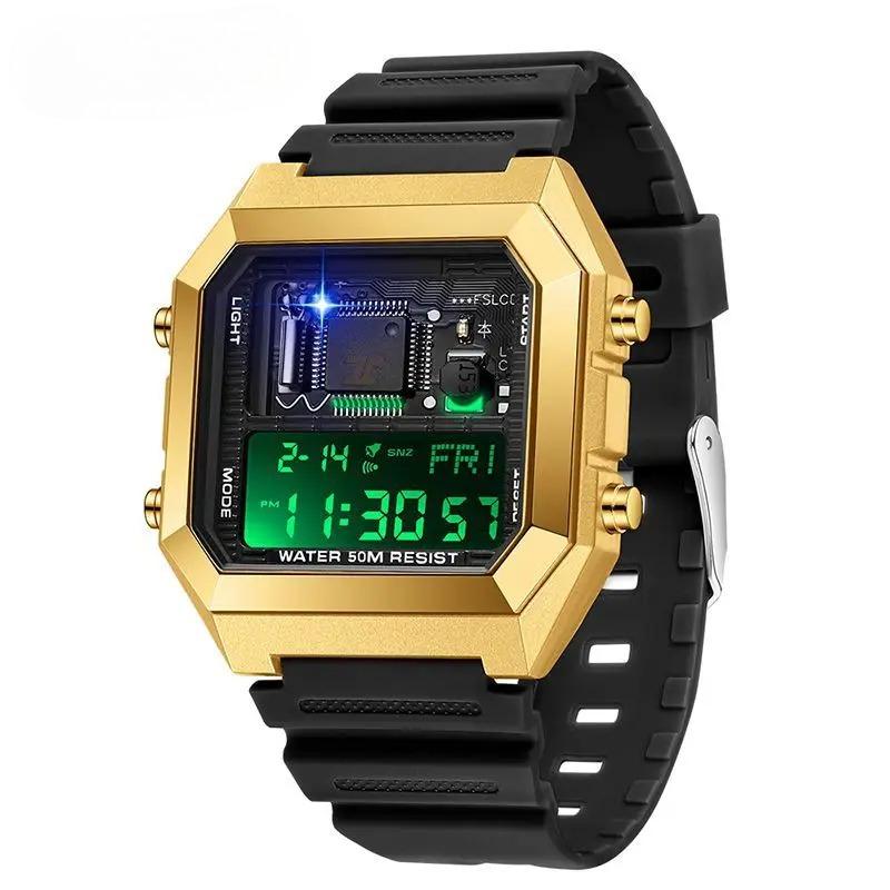 6216 Electronic Watches for Man Fashion Alarm Clock Students Square Dial Multifunction Waterproof Calendar Sports Watch