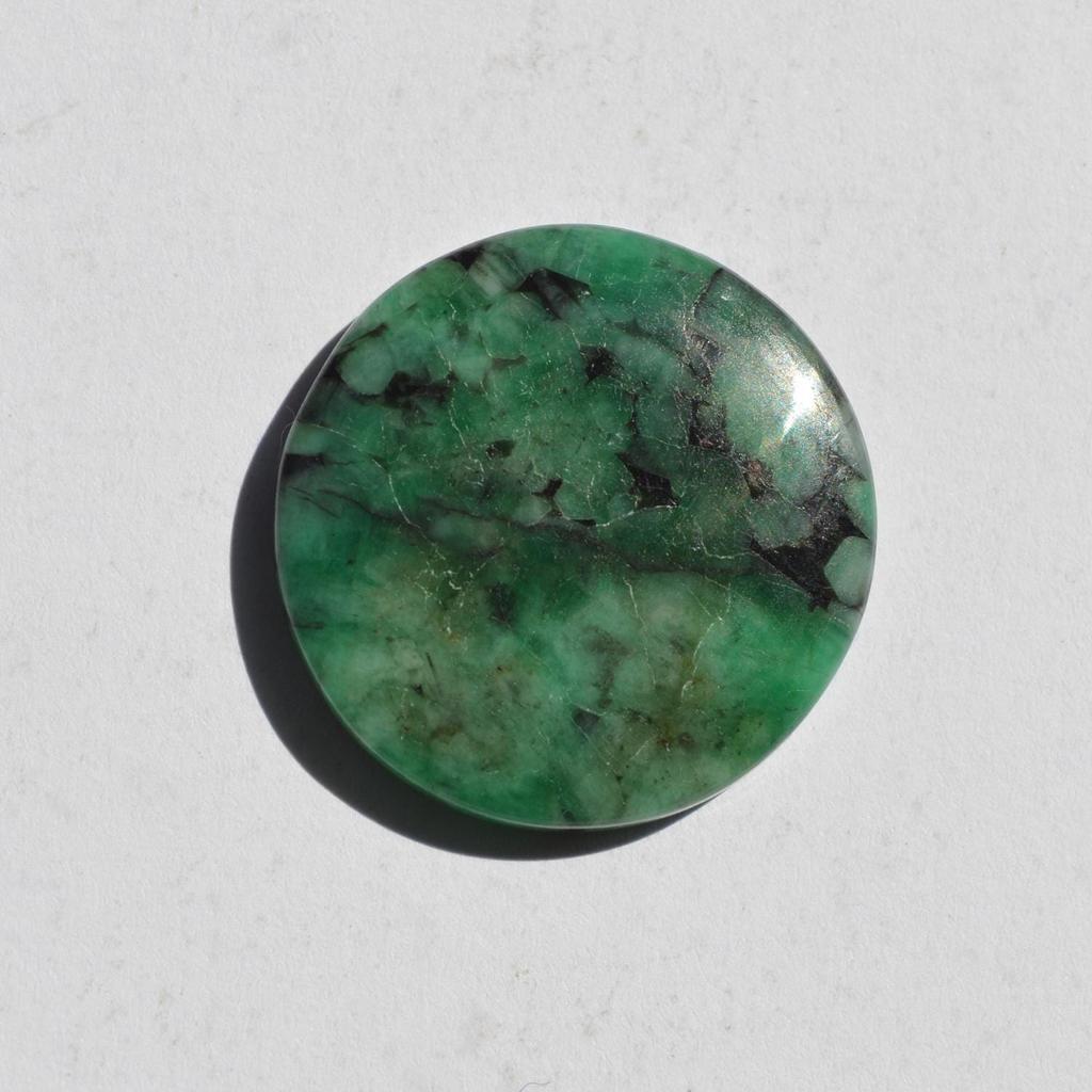 AAA+ Quality Natural Green Emerald Gemstone Cabochon, Round Shape Emerald Cabochon, Size 25x25x4 MM (26 Carats)